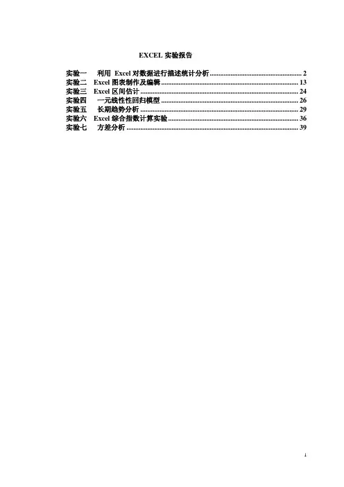 EXCEL实验报告