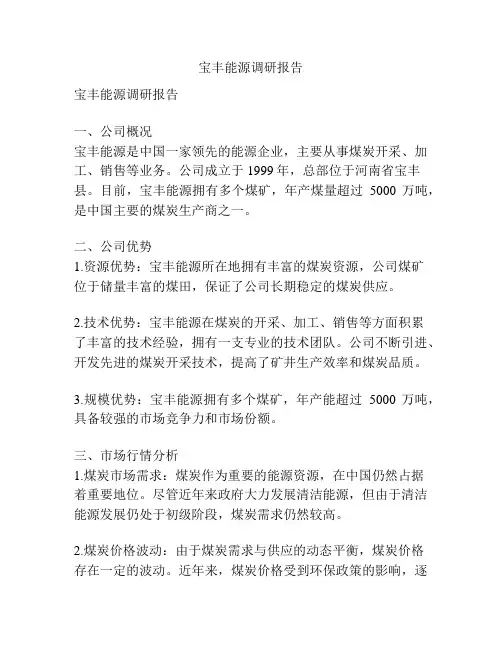 宝丰能源调研报告