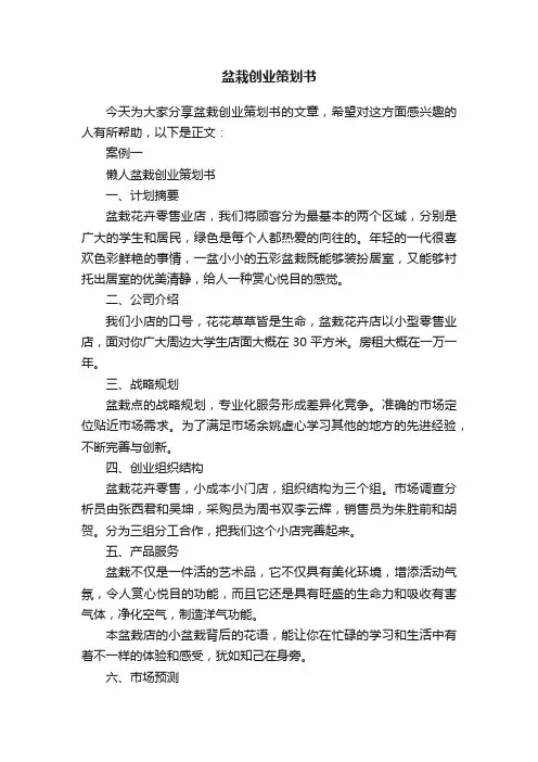 盆栽创业策划书