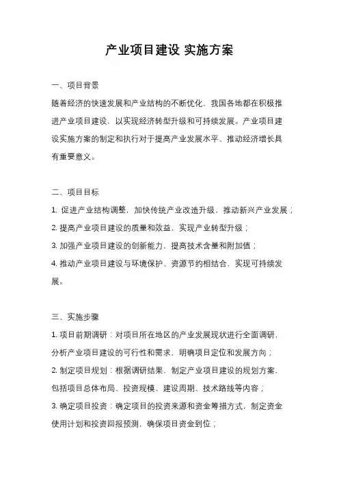 产业项目建设 实施方案