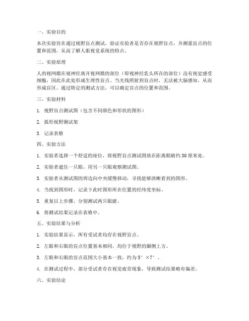 视野盲点测试实验报告
