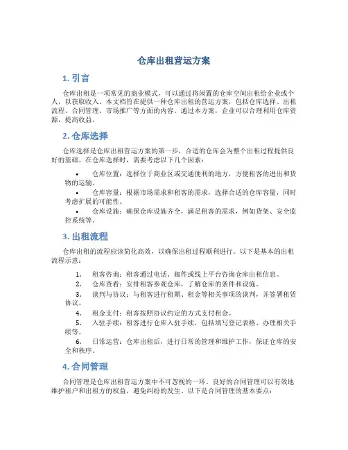 仓库出租营运方案