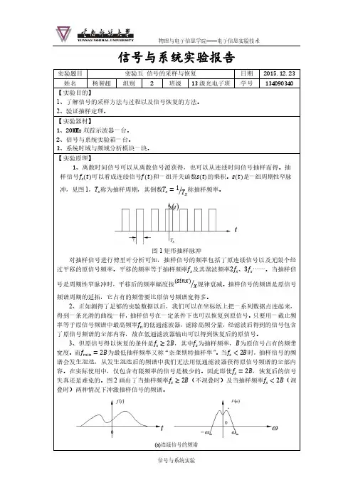 实验五 信号的采样与恢复