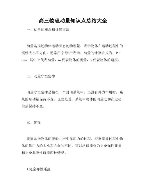 高三物理动量知识点总结大全