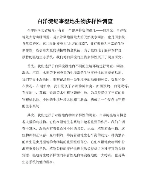 白洋淀纪事湿地生物多样性调查