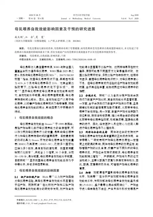 母乳喂养自我效能影响因素及干预的研究进展