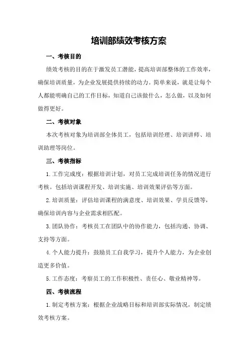 培训部绩效考核方案