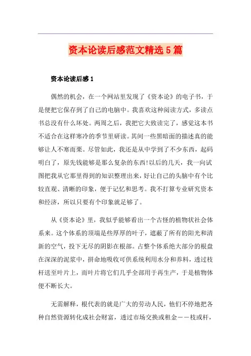 资本论读后感范文精选5篇