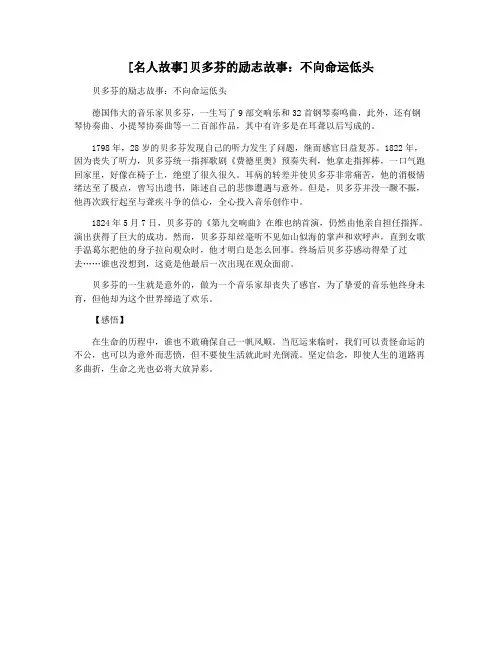 [名人故事]贝多芬的励志故事：不向命运低头