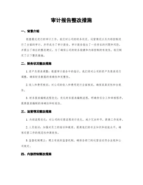 审计报告整改措施
