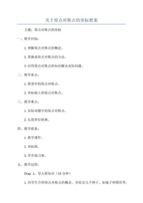 关于原点对称点的坐标教案
