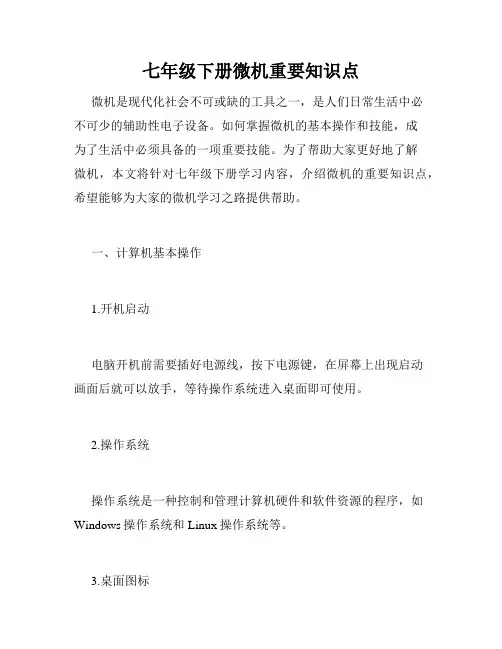 七年级下册微机重要知识点