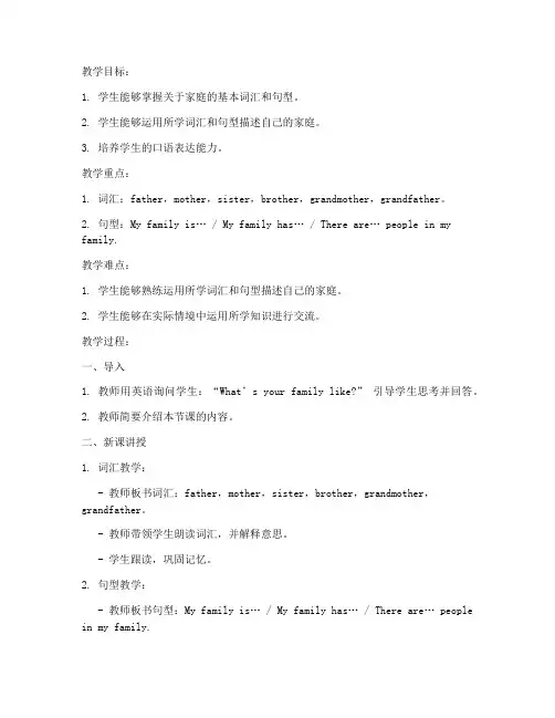 教资面试英语试讲模板教案