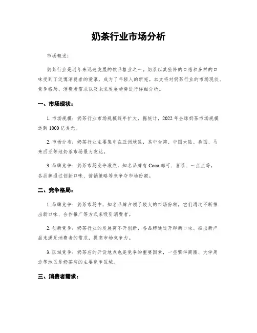 奶茶行业市场分析