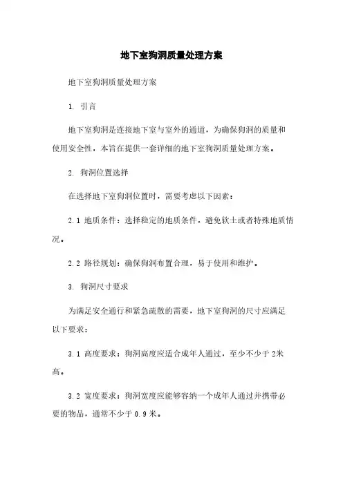 地下室狗洞质量处理方案