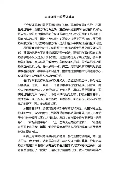 素描训练中的整体观察