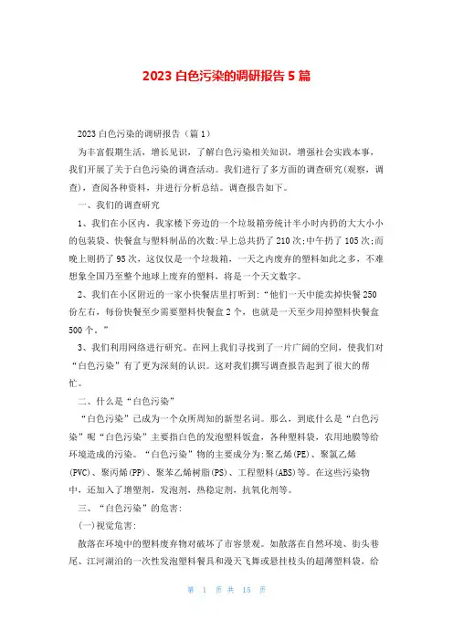 2023白色污染的调研报告5篇
