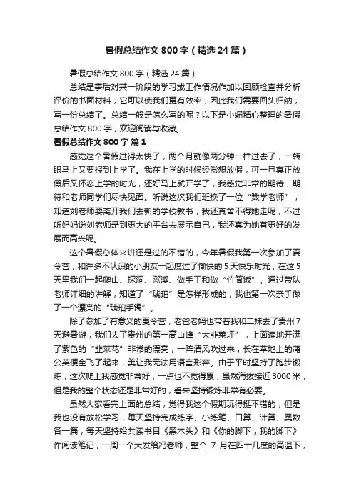 暑假总结作文800字（精选24篇）