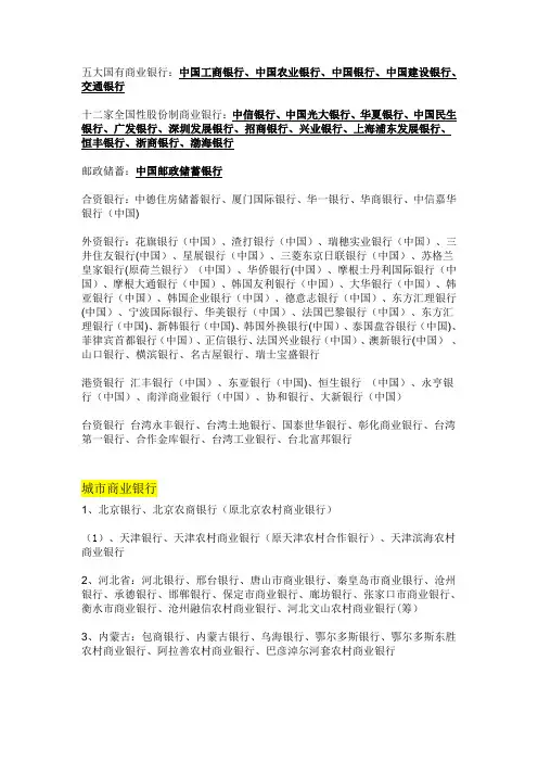 全国所有银行名称【范本模板】