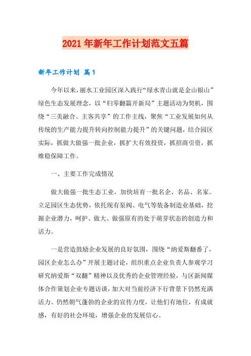 2021年新年工作计划范文五篇