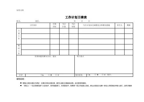 工作计划日清表(模板)