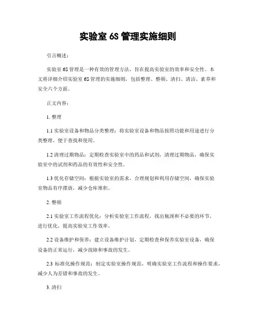 实验室6S管理实施细则