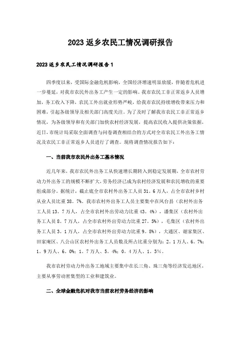 2023返乡农民工情况调研报告