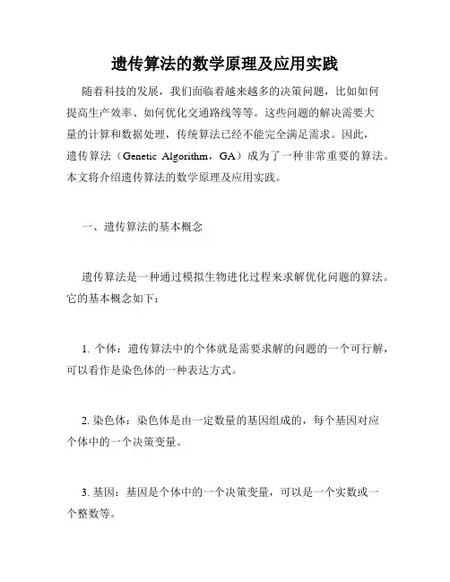 遗传算法的数学原理及应用实践