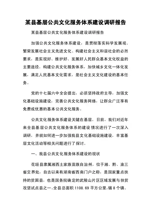 某县基层公共文化服务体系建设调研报告