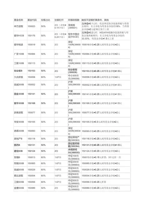 各类分级基金B类