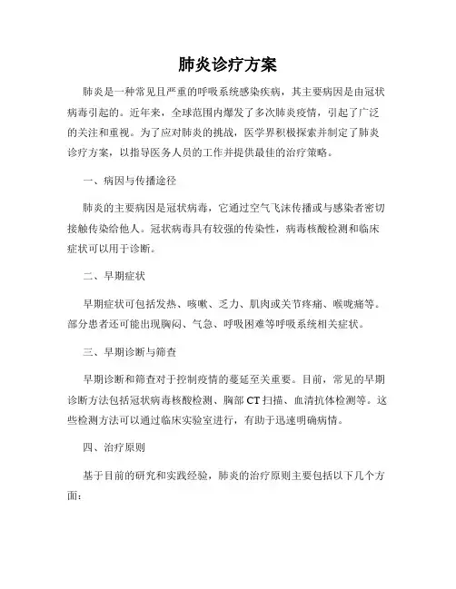 肺炎诊疗方案