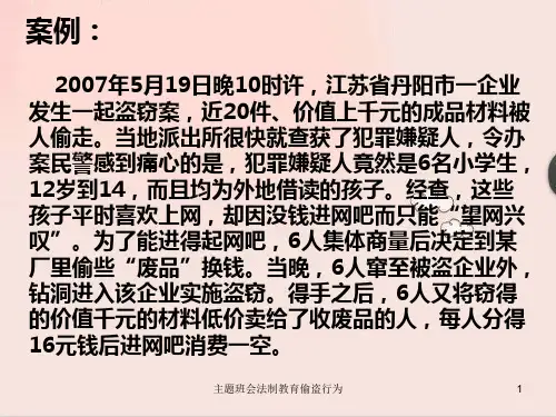 主题班会法制教育偷盗行为课件