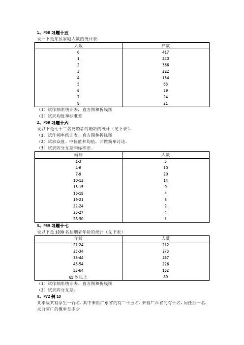 社会统计学习题 卢淑华