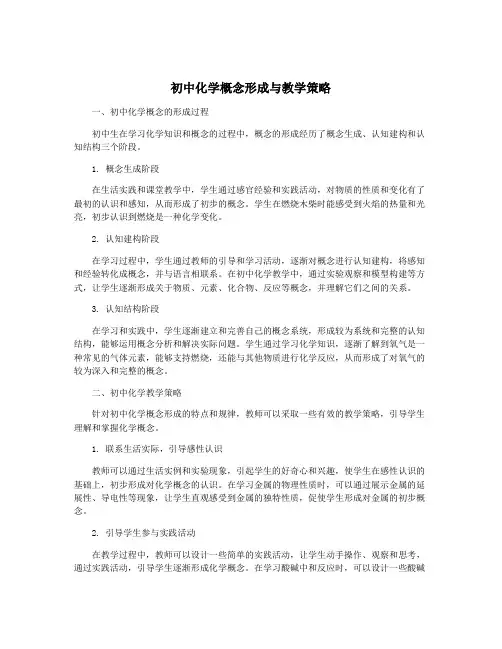 初中化学概念形成与教学策略