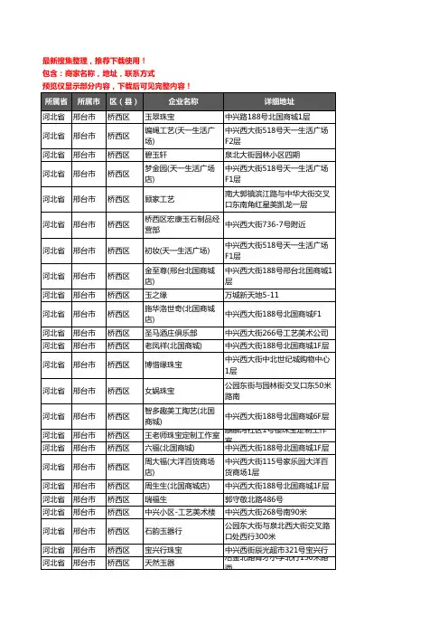 新版河北省邢台市桥西区工艺品企业公司商家户名录单联系方式地址大全52家