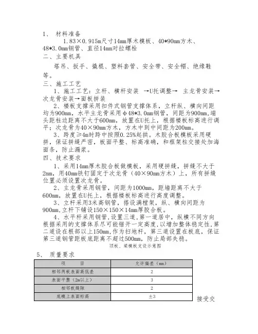 12#楼车库模板支撑体系技术交底