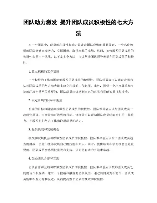 团队动力激发 提升团队成员积极性的七大方法