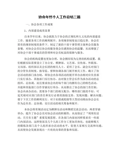 协会年终个人工作总结三篇