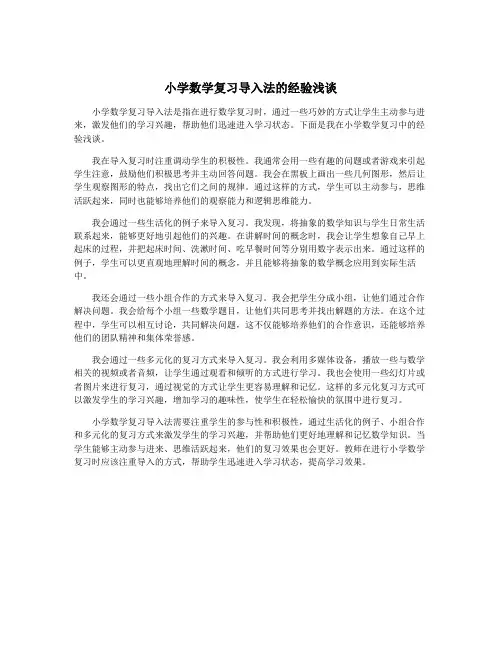 小学数学复习导入法的经验浅谈