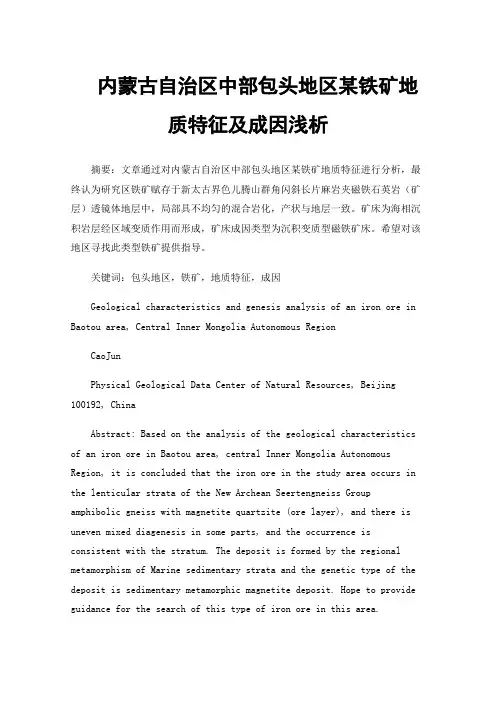 内蒙古自治区中部包头地区某铁矿地质特征及成因浅析