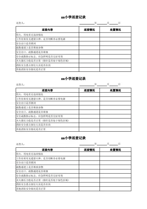小学巡查记录表