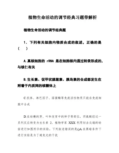 植物生命活动的调节经典习题带解析