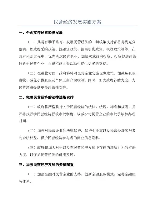 民营经济发展实施方案