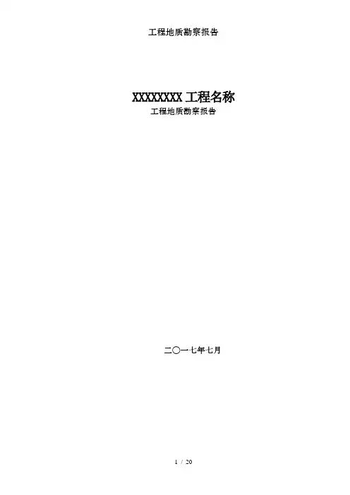 工程地质勘察报告