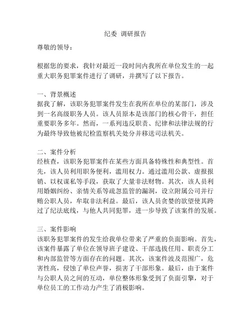 纪委  调研报告