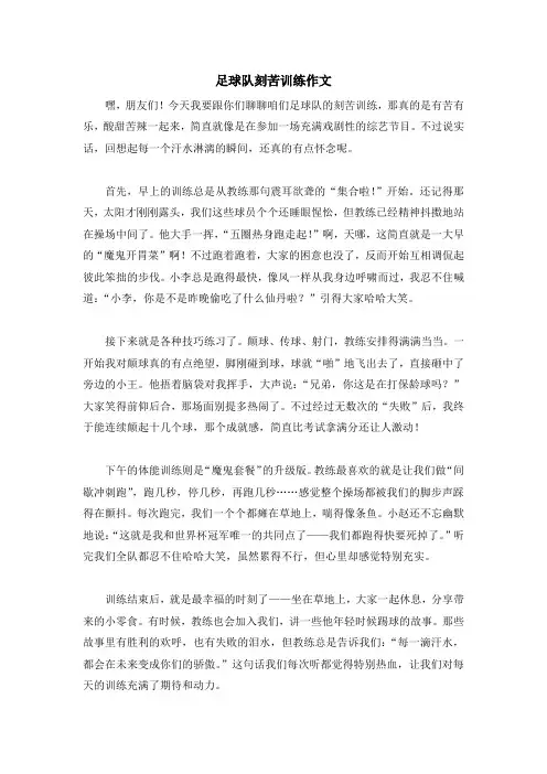 足球队刻苦训练作文