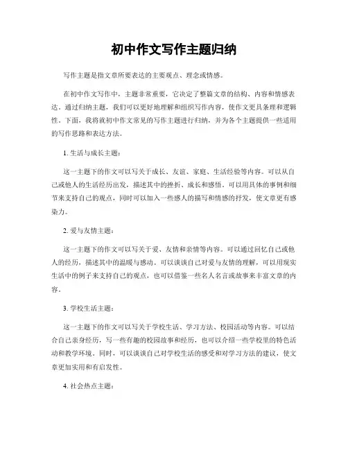 初中作文写作主题归纳