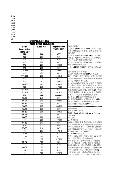 新旧托福成绩对照表
