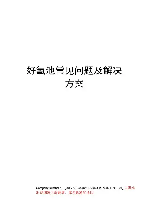 好氧池常见问题及解决方案