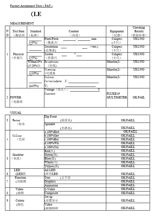 LED显示屏参数验收单
